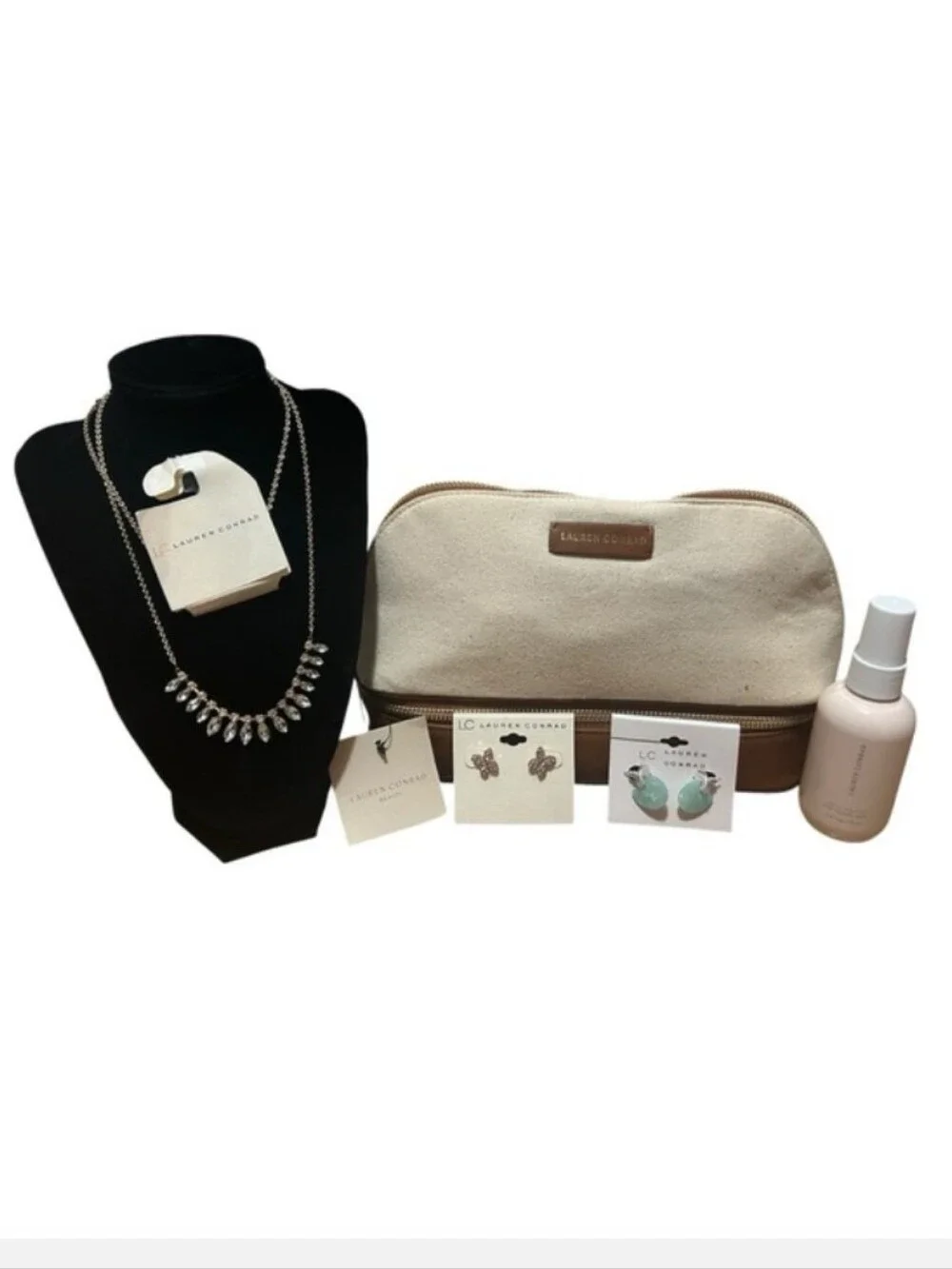 5pc LC Lauren-Travel Cosmetic Case, Toner Mist , Necklace, 2- Earrings🦋🤎